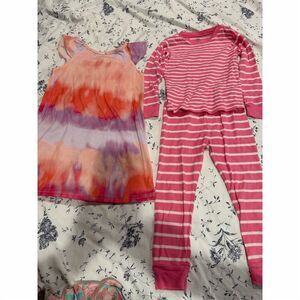 Carter's Girls 3T Pajama Set Pink Stripe & Tie-Dye Dress 2-Piece